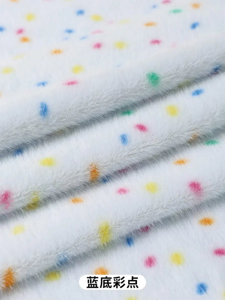 0.5/1/2 Yards Faux Fur Dot Printed Fabric for Plush Toys Cotton Dolls Warm Hats Decorative Cloth Handmade Sewing Fabrics