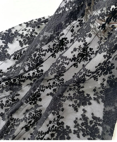 Soft Beige Mesh Fabric Embroidery Lace Fabric for Dress Cheongsam, Baby Clothes, DIY Background Fabric By The Yard