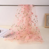 Floral Pattern Fabric Lavender Flower Polyester Tulle Embroidery Mesh Lace Fabric Soft Tulle Dress Fabric for DIY Clothing