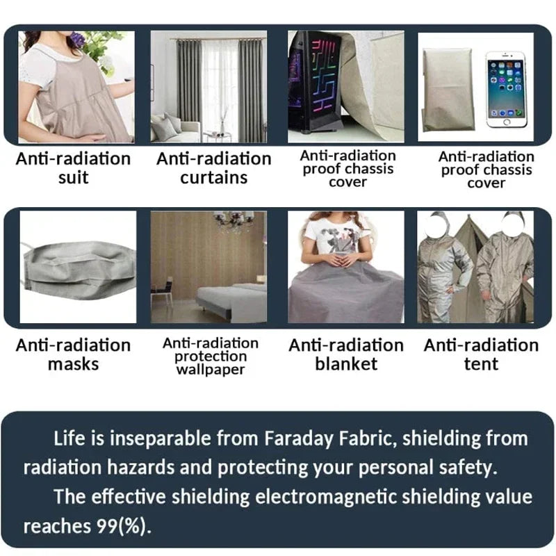 1/2M Anti-Radiation EMF/EMI Shielding NFC/RF Block Conductive Silver Fabric, NFC Shielding Block