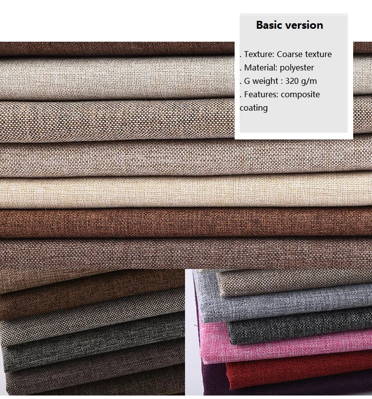 Thickening Solid Color Polyester Linen Fabric Dust-proof Coarse Fabric Canvas Sofa DIY Curtains Tablecloths Seat Cushions Fabric