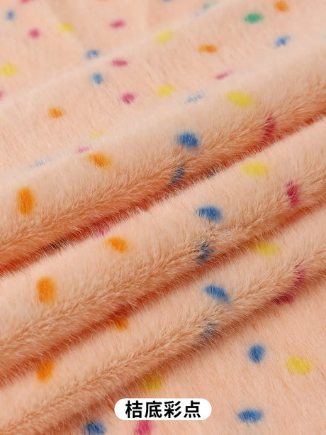 0.5/1/2 Yards Faux Fur Dot Printed Fabric for Plush Toys Cotton Dolls Warm Hats Decorative Cloth Handmade Sewing Fabrics