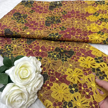 New Multicolore Embroidered Water Soluble Lace Fabric African Guipure Cord Lace Fabric For Sewing Nigerian Women Dresses 5 yards