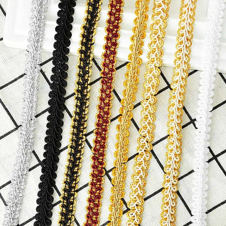 5yards 12mm Lace Trimming Ribbon Polyester Centipede Braided Lace Sewing Clothes Accessories Curve Lace DIY Craft Wedding Decor
