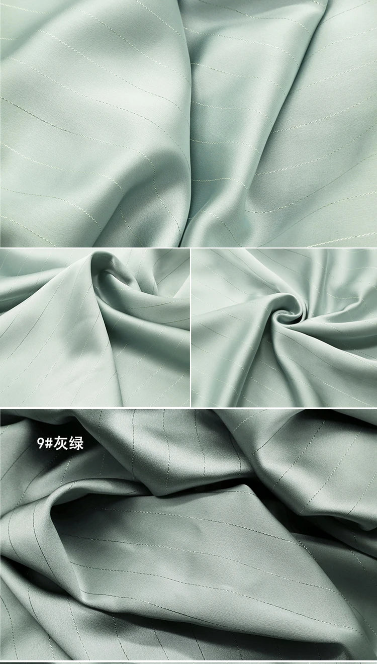 High End Bright Silk Striped Imitation Acetic Acid Fabric Satin Glossy Silk Smooth Drape Feeling Suit Dress Pants Fabric