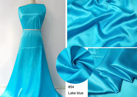 Plain Satin 58" Wide | 1Meter | 2Meters | 5Meters | Soft Charmeuse Fabric Scarf Craft DIY Material Blue