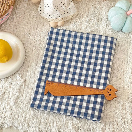 140x50cm Blue Checkered Washed Cotton Fabric for Women Kids DIY Clothing Bags Sewing Textile Accessories