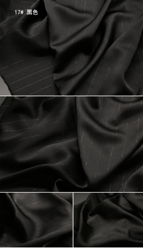 High End Bright Silk Striped Imitation Acetic Acid Fabric Satin Glossy Silk Smooth Drape Feeling Suit Dress Pants Fabric