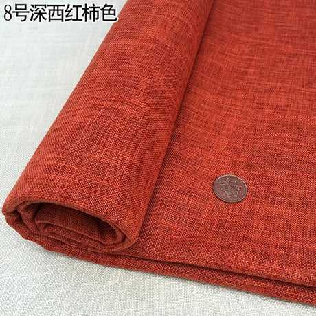100cm*148cm Solid Color Thick Coarse Linen Sofa Fabric Cotton and Linen Curtain Tablecloth DIY Polyester Linen Fabric 400-500g/m
