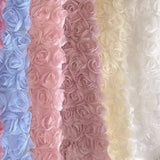 3D Large Rose Embroidered Lace Fabric, Discoloration Flower Children's Applique Clothing, Dress Fashion, RS24458