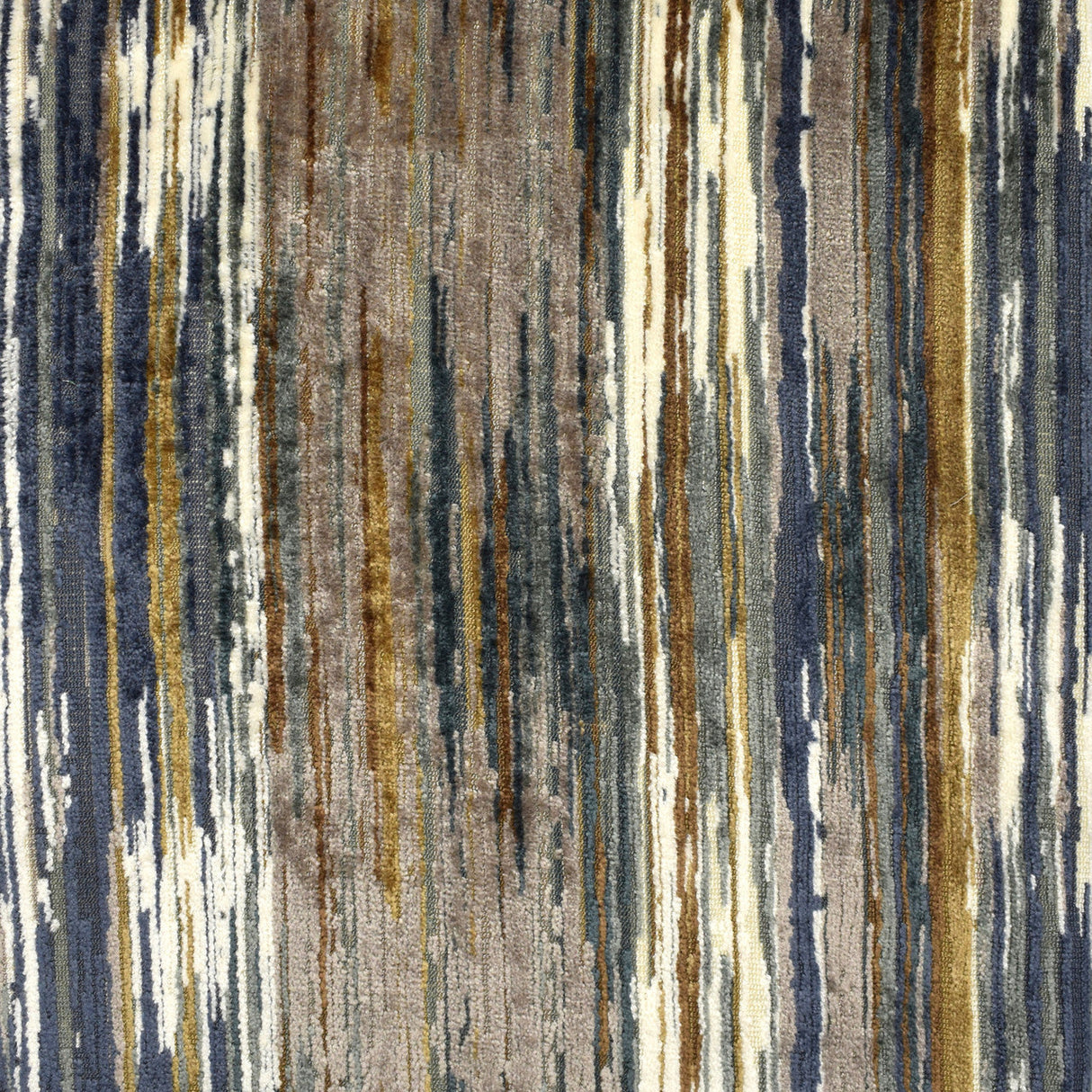 S2090 Alignment Aegean Velvet Fabric - Marseille Blue Multi-Tonal Stripes, 55" Width (By The Yard)