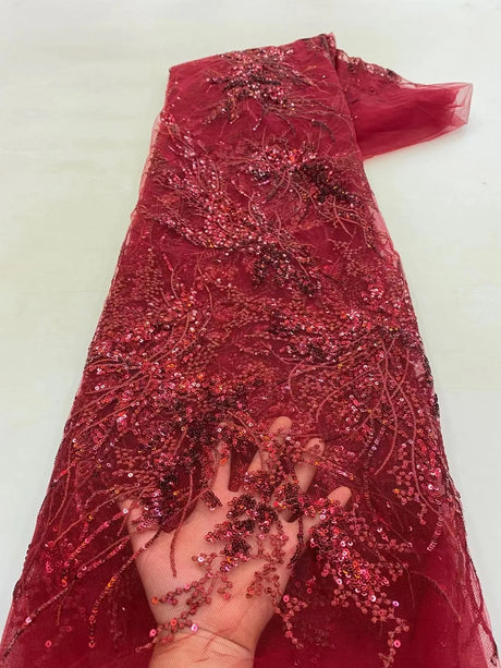 Luxury Pink 2023 High Quality French Tulle Net Sequins Lace Fabric African Lace Fabric 5 Yards For Nigeria Wedding Party Dress
