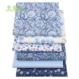 Chainho,Printed Twill Weave Cotton Fabric,DIY Qulting Sewing Material,Patchwork Cloth,Blue Series,6 Designs,3 Spiecification