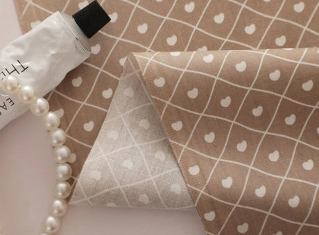 160*50cm Pure Cotton Twill Fabric with Bear Grid Heart Printed for Handmade Clothing and Bedding,DIY Patchwork Cloth Craft