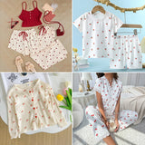 145x50cm Small Cherry Ribbed Knitted Pure Cotton Jacquard Fabric For Children's Clothing, T-shirts, Handmade DIY Sewing Fabrics