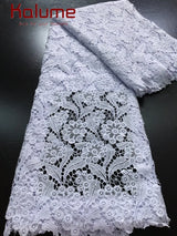 White African Guipure Cord Lace Fabric with Sequins 2025 High Quality Nigerian Guipure Cord Lace for Sewing Wedding Dress F4025