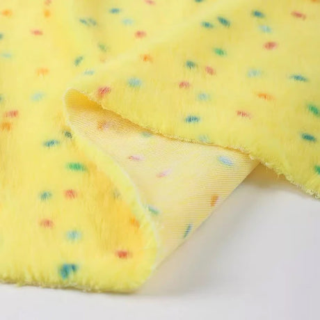0.5/1/2 Yards Faux Fur Dot Printed Fabric for Plush Toys Cotton Dolls Warm Hats Decorative Cloth Handmade Sewing Fabrics