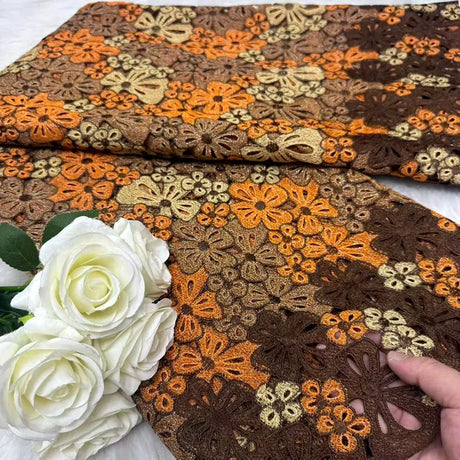 New Multicolore Embroidered Water Soluble Lace Fabric African Guipure Cord Lace Fabric For Sewing Nigerian Women Dresses 5 yards