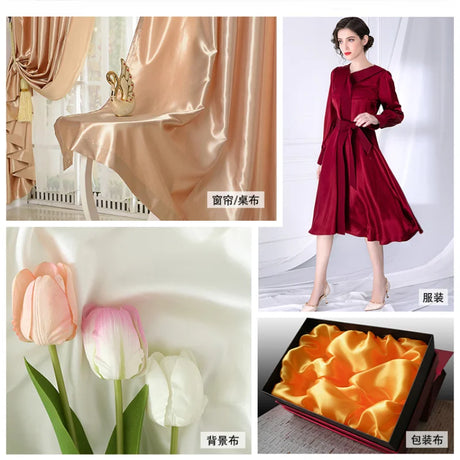 0.5m/1m/2m Satin Fabric Lining Soft and Shiny Silk-Like Material,for Clothing and Lining, Garments, DIY Craft, and Gift Wrapping