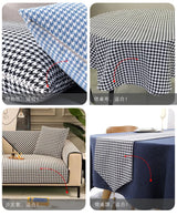 146cm Width High-grade Houndstooth Fabrics Cotton and Linen Plaid Fabrics Thickening Sofa Pillow Tablecloth DIY Sewing Fabrics