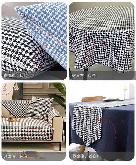 146cm Width High-grade Houndstooth Fabrics Cotton and Linen Plaid Fabrics Thickening Sofa Pillow Tablecloth DIY Sewing Fabrics