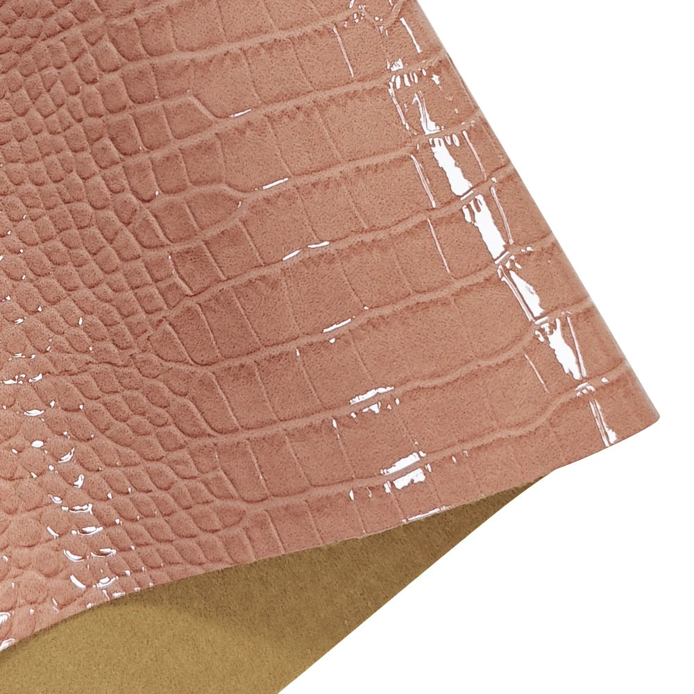 Glossy Embossed Crocodile Texture Faux Leather Roll Synthetic Leather Fabric for Wallets Keychains Making Sewing Crafts Material