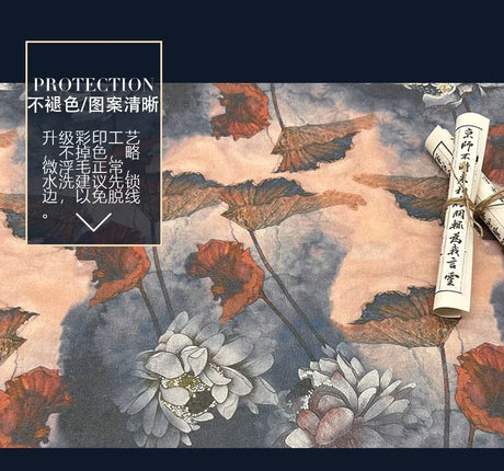 0.5m/1m/2m Encrypted Cotton Linen Retro Chinese Ink Style Fabric For Decorative Cloth Tablecloths Curtains Handmade DIY Fabric