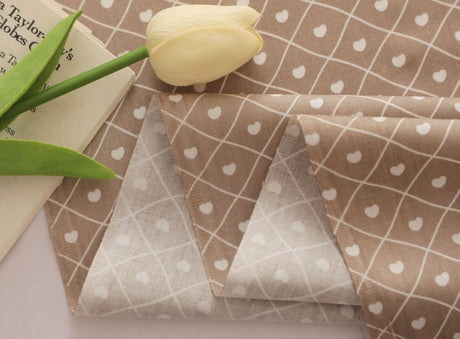 160*50cm Pure Cotton Twill Fabric with Bear Grid Heart Printed for Handmade Clothing and Bedding,DIY Patchwork Cloth Craft
