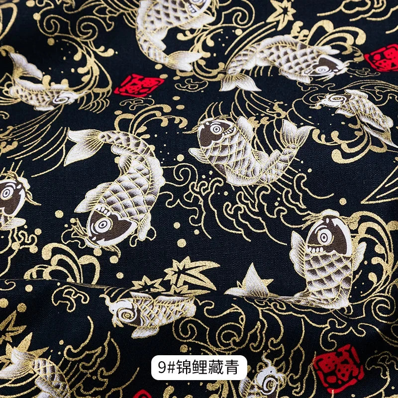 50x145cm Japanese Kimono Bronzed Fabric Sushi Cherry Blossoms Print Cotton Cloth DIY Materials Patchwork Accessories for Sewing