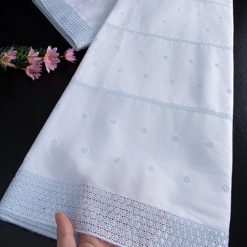 Nigerian Cotton Swiss Lace In Switzerland African Lace Fabric Embroidery Stones For Diy Sew Men's fabric High Quality 5Yard 4662