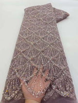 African Heavy Beads Lace Fabric 2024 High Quality Nigerian Sequins Groom Lace French Tulle Fabric For Wedding Party Dress Sewing