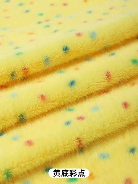 0.5/1/2 Yards Faux Fur Dot Printed Fabric for Plush Toys Cotton Dolls Warm Hats Decorative Cloth Handmade Sewing Fabrics