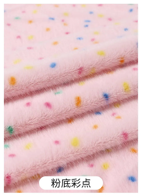0.5/1/2 Yards Faux Fur Dot Printed Fabric for Plush Toys Cotton Dolls Warm Hats Decorative Cloth Handmade Sewing Fabrics