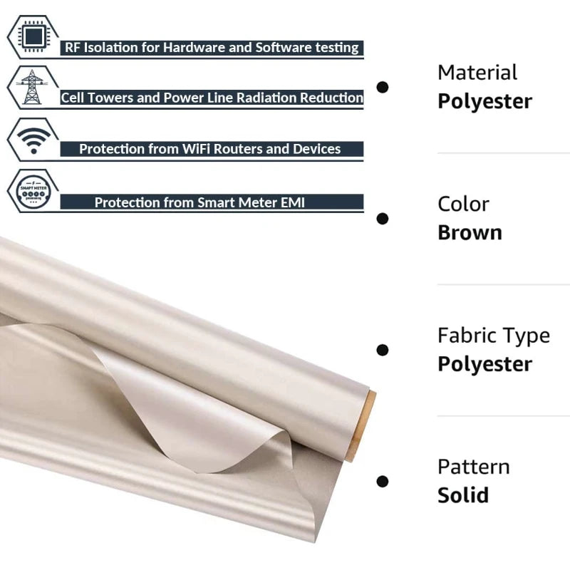 Faraday Fabric RFIDS Shielding Block WiFi/RF Anti-Radiation Conductive Magnetic Copper/Nickel EMF Cloth Anti Signal Interfer