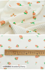 145x50cm Small Cherry Ribbed Knitted Pure Cotton Jacquard Fabric For Children's Clothing, T-shirts, Handmade DIY Sewing Fabrics