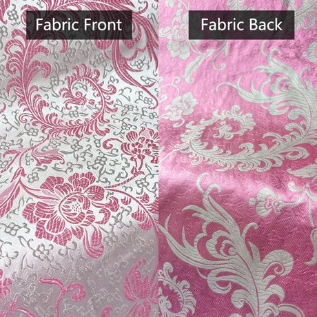 50*75cm Brocade Jacquard Fabric Pink Color Silk Feather Flower Pattern For Sewing Kimono Robe Girl's Dress DIY Needlework Satin