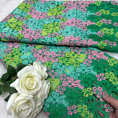 New Multicolore Embroidered Water Soluble Lace Fabric African Guipure Cord Lace Fabric For Sewing Nigerian Women Dresses 5 yards