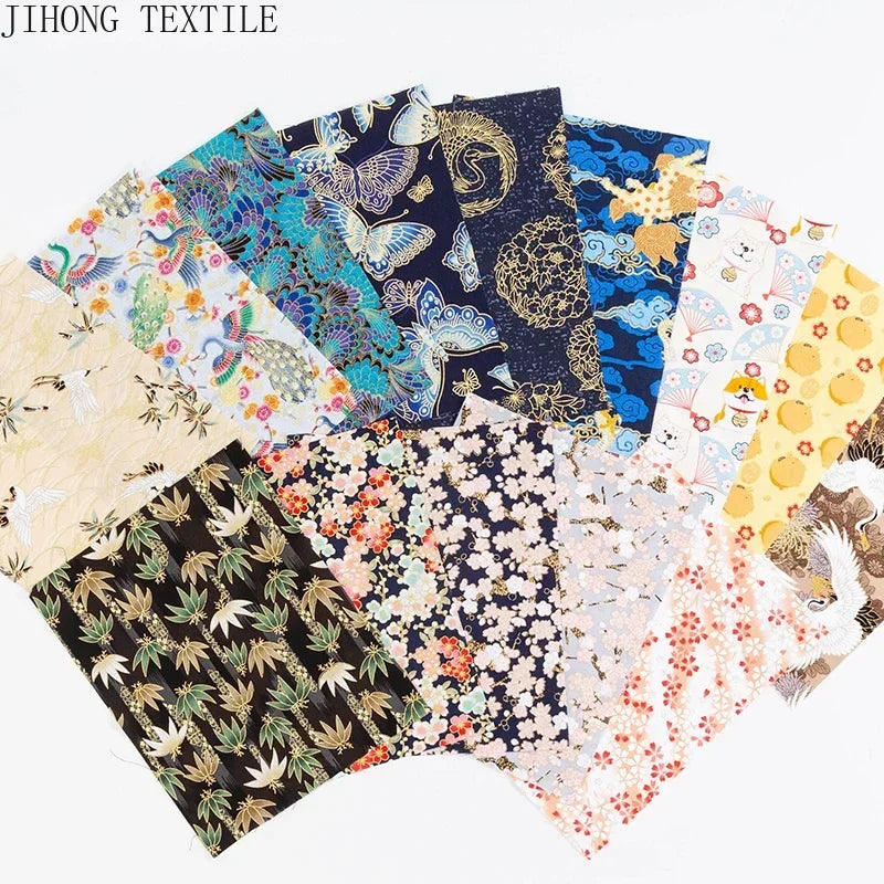 50x145cm Japanese Kimono Bronzed Fabric Sushi Cherry Blossoms Print Cotton Cloth DIY Materials Patchwork Accessories for Sewing