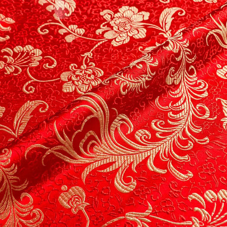 50*75cm Brocade Jacquard Fabric Pink Color Silk Feather Flower Pattern For Sewing Kimono Robe Girl's Dress DIY Needlework Satin