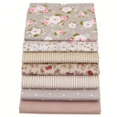 (25cm*20cm)7pcs Pink Floral Cotton Fabric Bundle; PreCut Fabric; Sewing Supplies For Patchwork Sewing And DIY Clothing Crafts