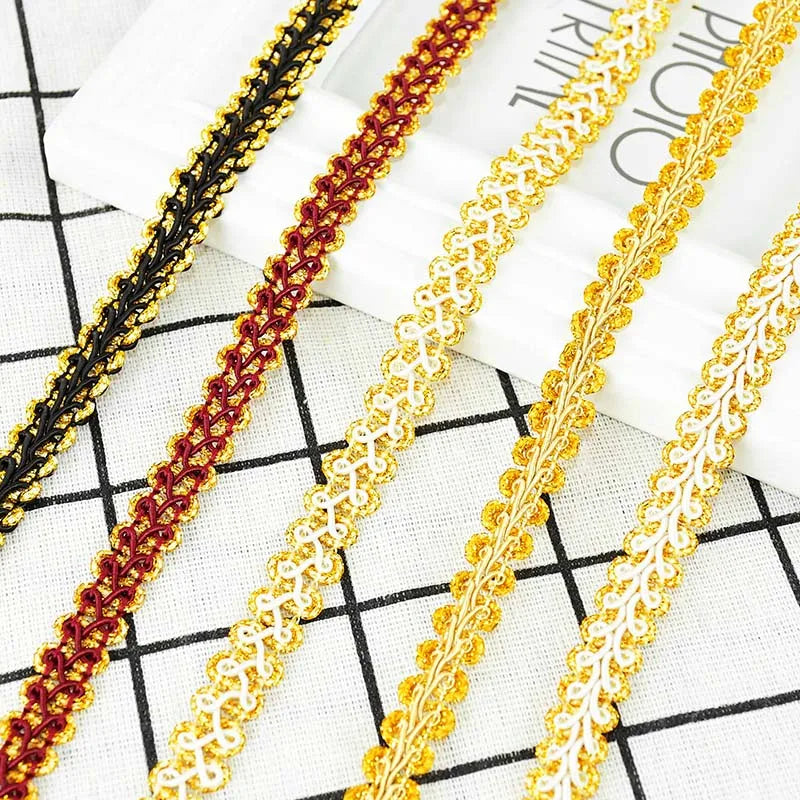 5yards 12mm Lace Trimming Ribbon Polyester Centipede Braided Lace Sewing Clothes Accessories Curve Lace DIY Craft Wedding Decor