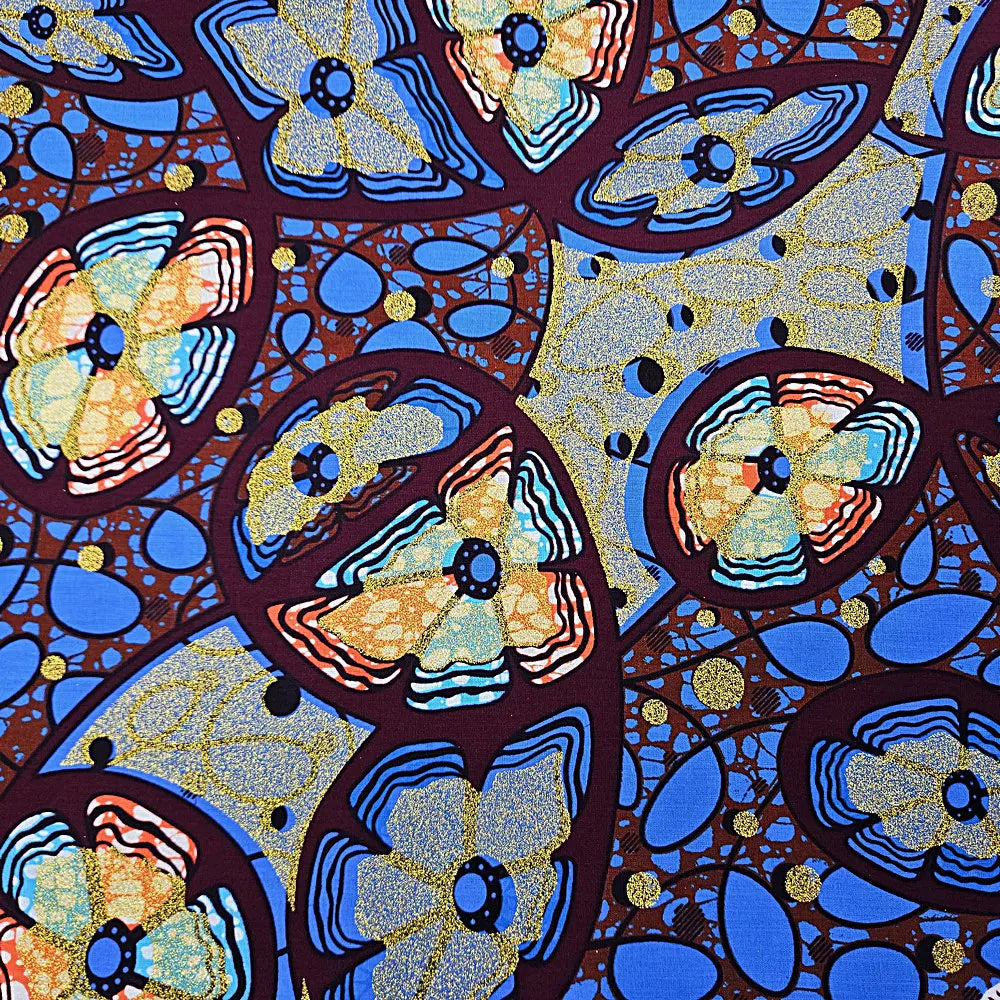 African cotton wax prints fabric, grand super Hollandais wax fabric, golden wax glitter, 6 yards per piece