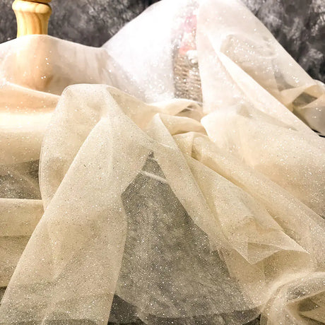 Shiny Glitter Sequin Soft Net Yarn Lace Sparkle Tulle Silver Mesh Fabric DIY Sewing Wedding Dress Veil Dance Tutu Decor Props