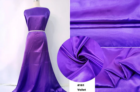 Solid Satin 58" Wide | 1Meter | 2Meters | 5Meters | Silky Charmeuse Scarf Craft DIY Fabric Purple