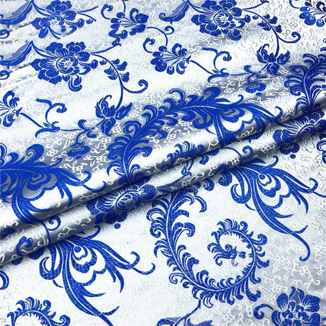 50*75cm Brocade Jacquard Fabric Pink Color Silk Feather Flower Pattern For Sewing Kimono Robe Girl's Dress DIY Needlework Satin