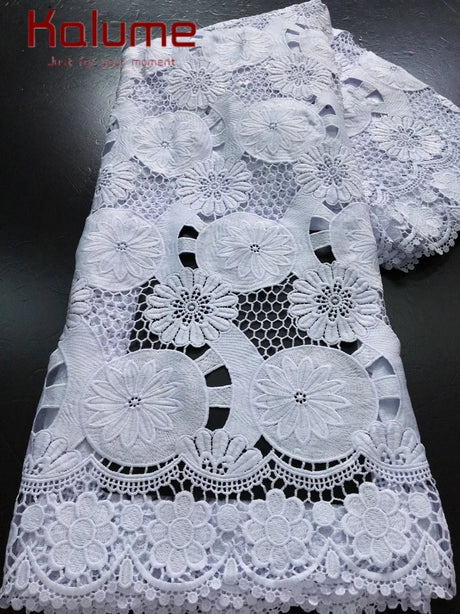 White African Guipure Cord Lace Fabric with Sequins 2025 High Quality Nigerian Guipure Cord Lace for Sewing Wedding Dress F4025