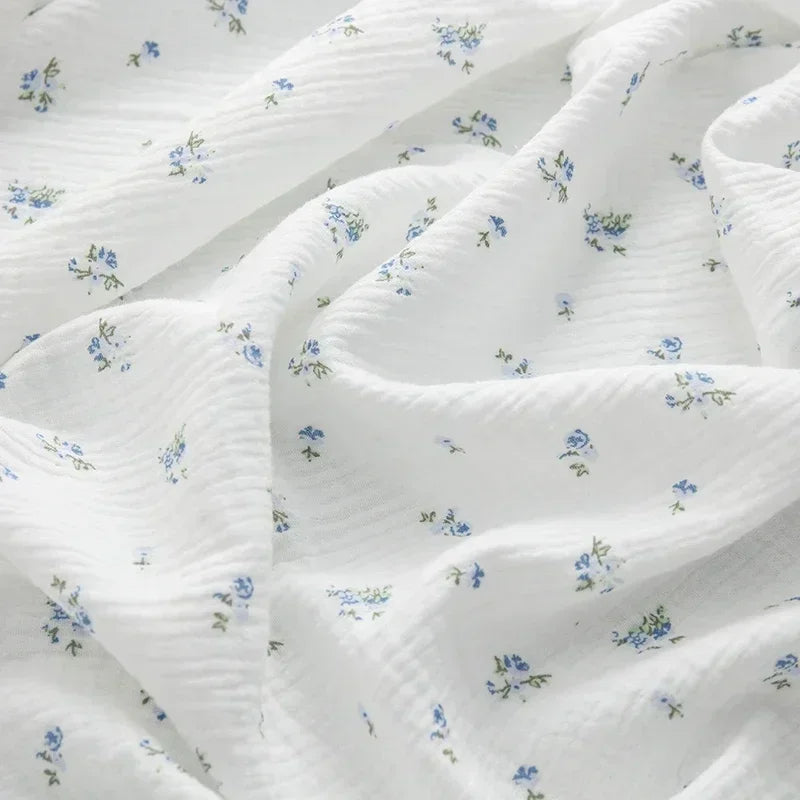 Breathable Pure Cotton Double-Layer Crepe Fabric For Bedding Home Wear Pajama Summer Dress DIY Clothing Cloth 135x50cm/500cm