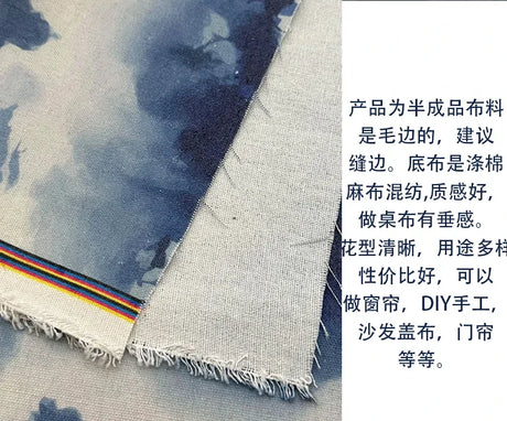 0.5m/1m/2m Encrypted Cotton Linen Retro Chinese Ink Style Fabric For Decorative Cloth Tablecloths Curtains Handmade DIY Fabric