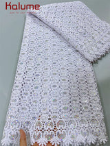 White African Guipure Cord Lace Fabric with Sequins 2025 High Quality Nigerian Guipure Cord Lace for Sewing Wedding Dress F4025
