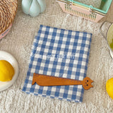 140x50cm Blue Checkered Washed Cotton Fabric for Women Kids DIY Clothing Bags Sewing Textile Accessories